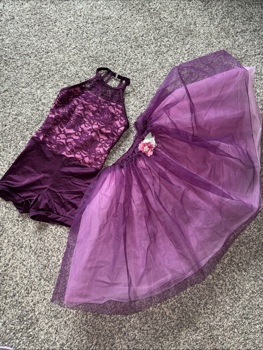 Purple Girls' Tutu Dress Costume with Lace Bodice